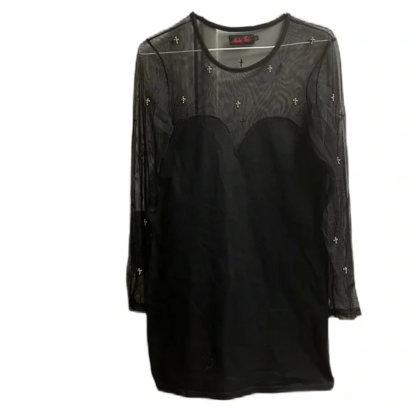 fitted lace wedding dress Wilem Long Sleeve Dress in Femme Floral Black and Gold
